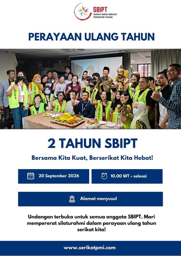 Halo anggota SBIPT terkasih, semoga sehat selalu ya! Tidak terasa, serikat kita tercinta…