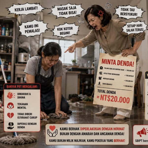 Kasus PMI, khususnya Pekerja Rumah Tangga (PRT) di Taiwan, yang diminta membayar denda…